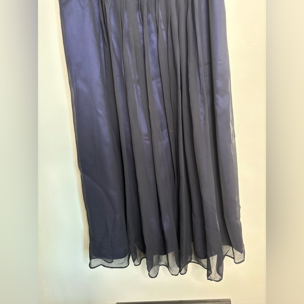 Simply Vera Wang Dress. Size 12 Black Georgette, Blue Satin, Beading Details - Picture 8 of 11